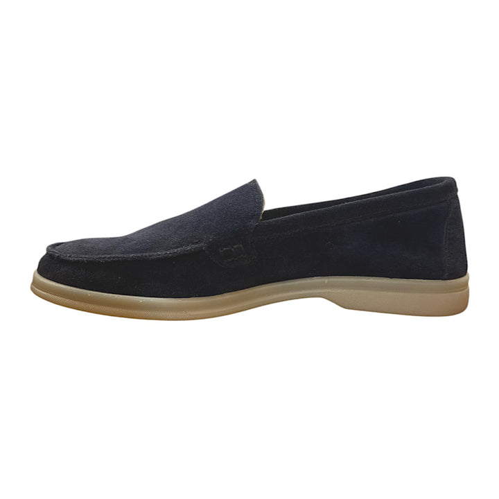 Mocasín con suela de goma y piel de ante azul