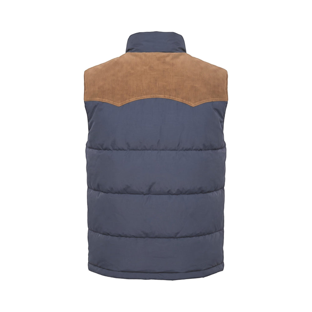 Marc Vest Waxed gilet imbottito navy con sprone in velluto Bl'ker Vintage, vista posteriore