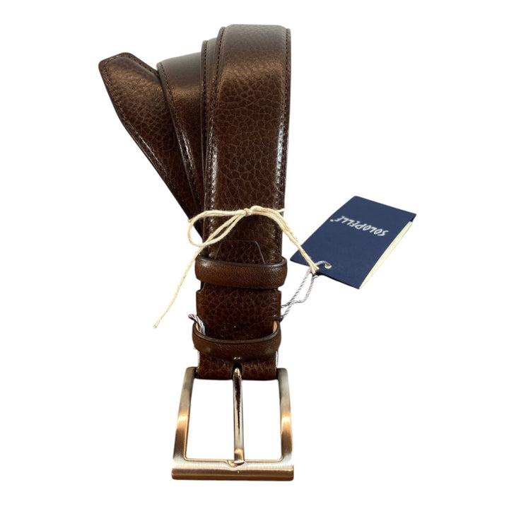 CINTURÓN DE PIEL VERDADERA CON BOTELLAS MARRÓN