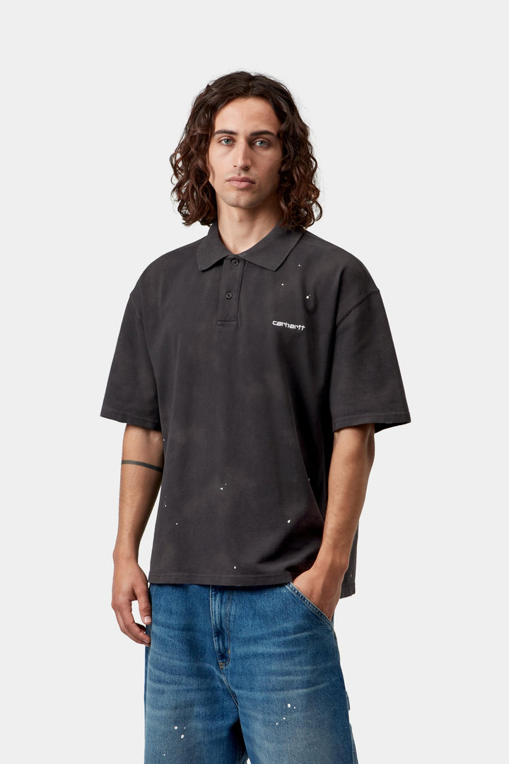Carhartt Wip S/S PAINTER POLO BLACK DESTROY WASH SPLATTER Nero - foto 2