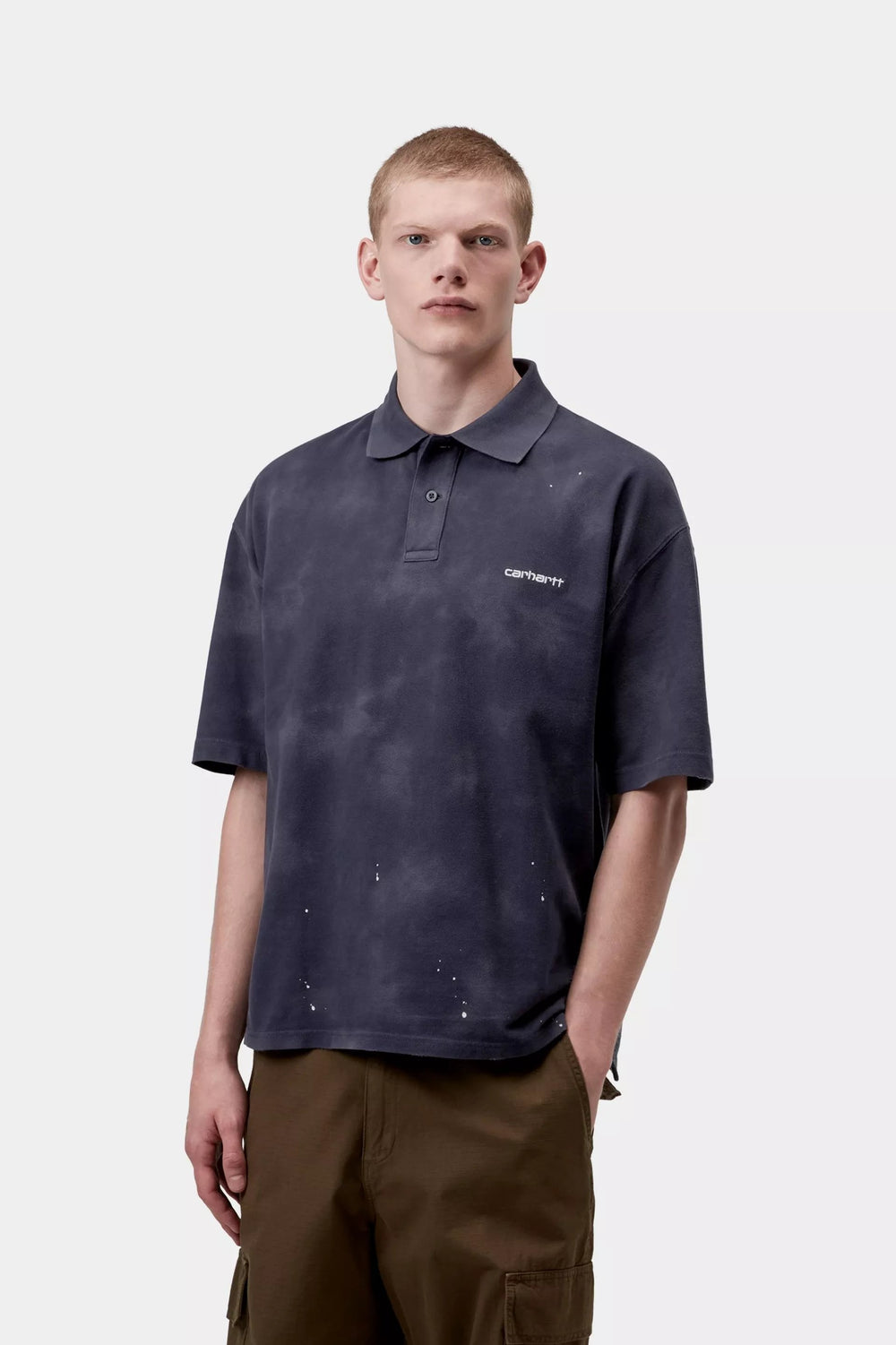Carhartt Wip S/S PAINTER POLO DARK NAVY DESTROY WASH SPLATTER Blu - foto 2