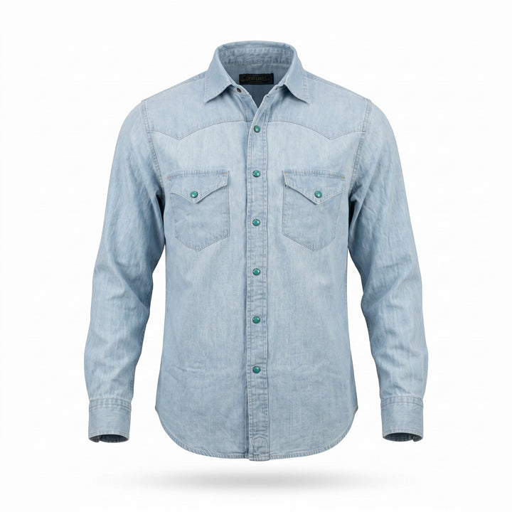 Chesapeake's Western Chambray Shirt Flagstaff Light Chambray Blu - foto 1
