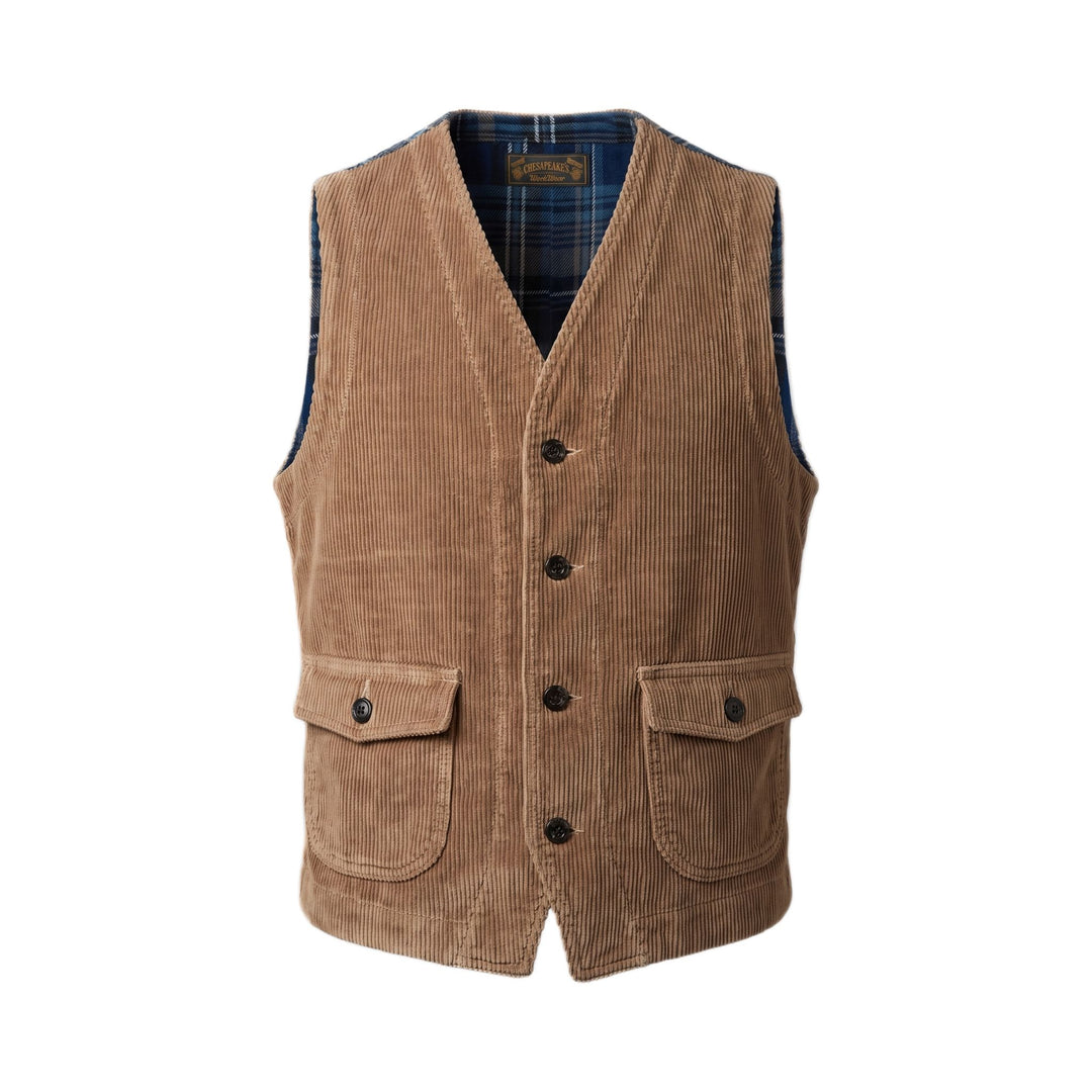 Work Vest St. Michel in velluto a coste cammello Chesapeake's, vista frontale