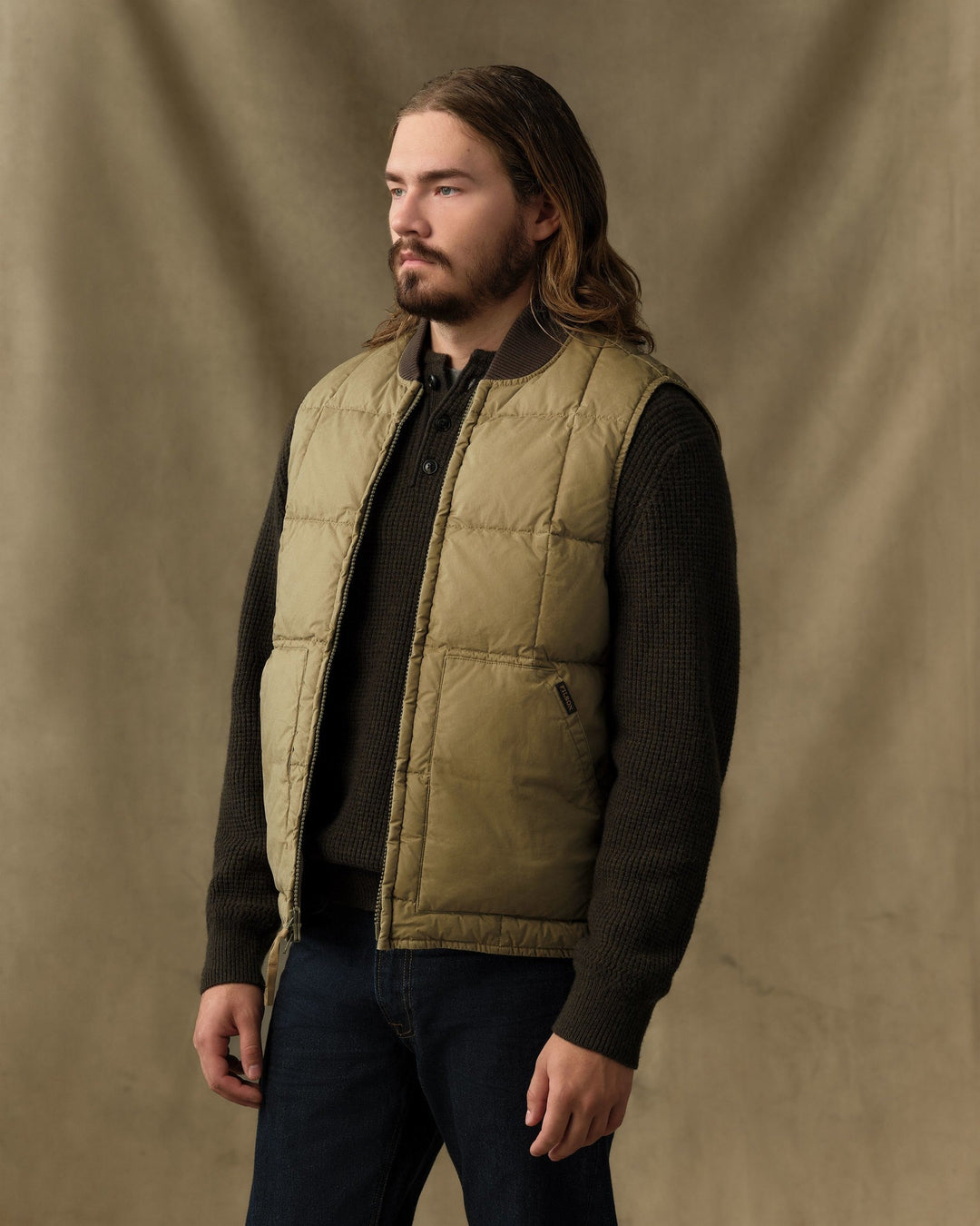 Filson Heritage Cotton Down Vest Light Brown Beige - foto 3