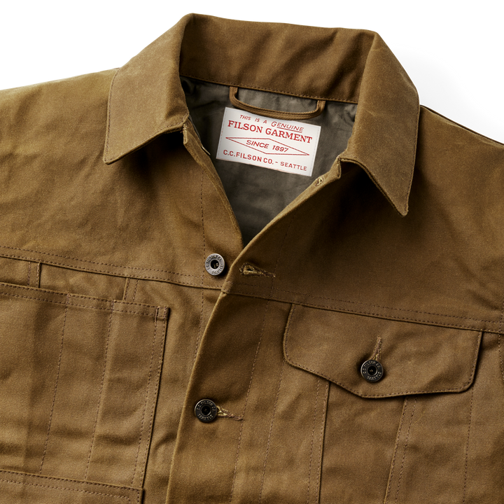 Filson Tin Cloth Short Lined Cruiser Jacket Dark Tan Marrone - foto 5