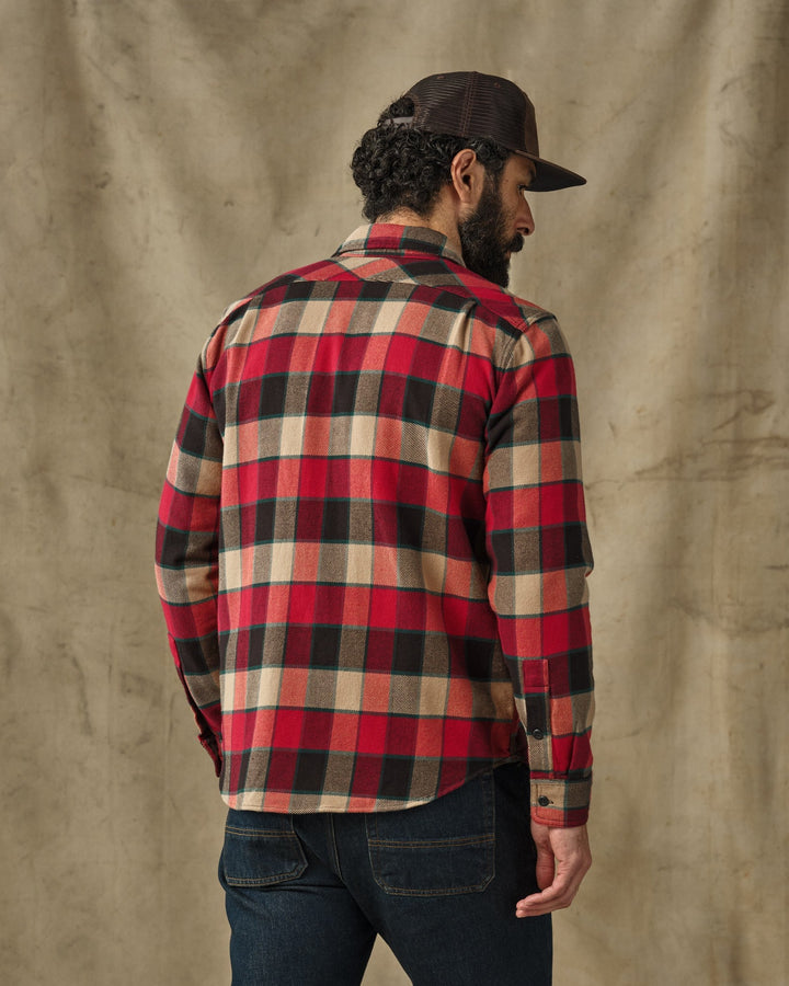 Filson Vintage Flannel Work Shirt Red/Cream Plaid Rosso - foto 2