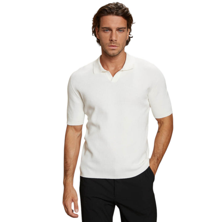 JERSEY CON CUELLO DERBY M/M RASADO BLANCO ROTO