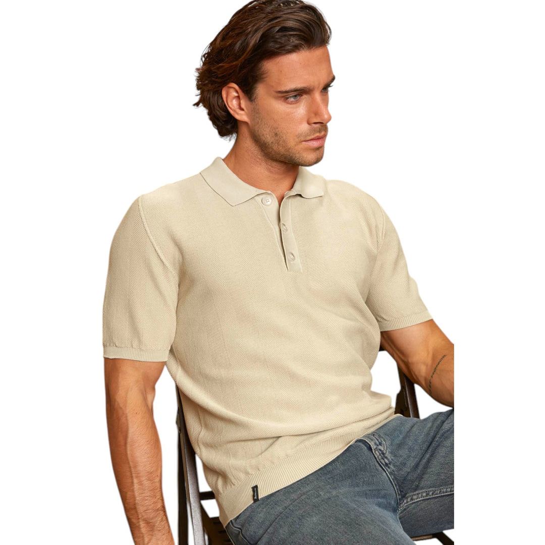 JERSEY CON CUELLO POLO M/M TEXTOURADO TEÑIDO GRADUAL DESERT