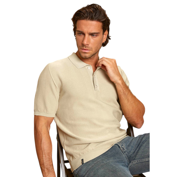 JERSEY CON CUELLO POLO M/M TEXTOURADO TEÑIDO GRADUAL DESERT