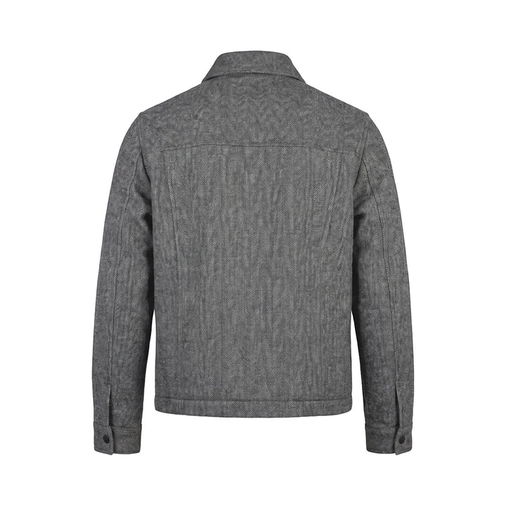 Overshirt zip imbottita a spina di pesce nero Heskimo, vista posteriore