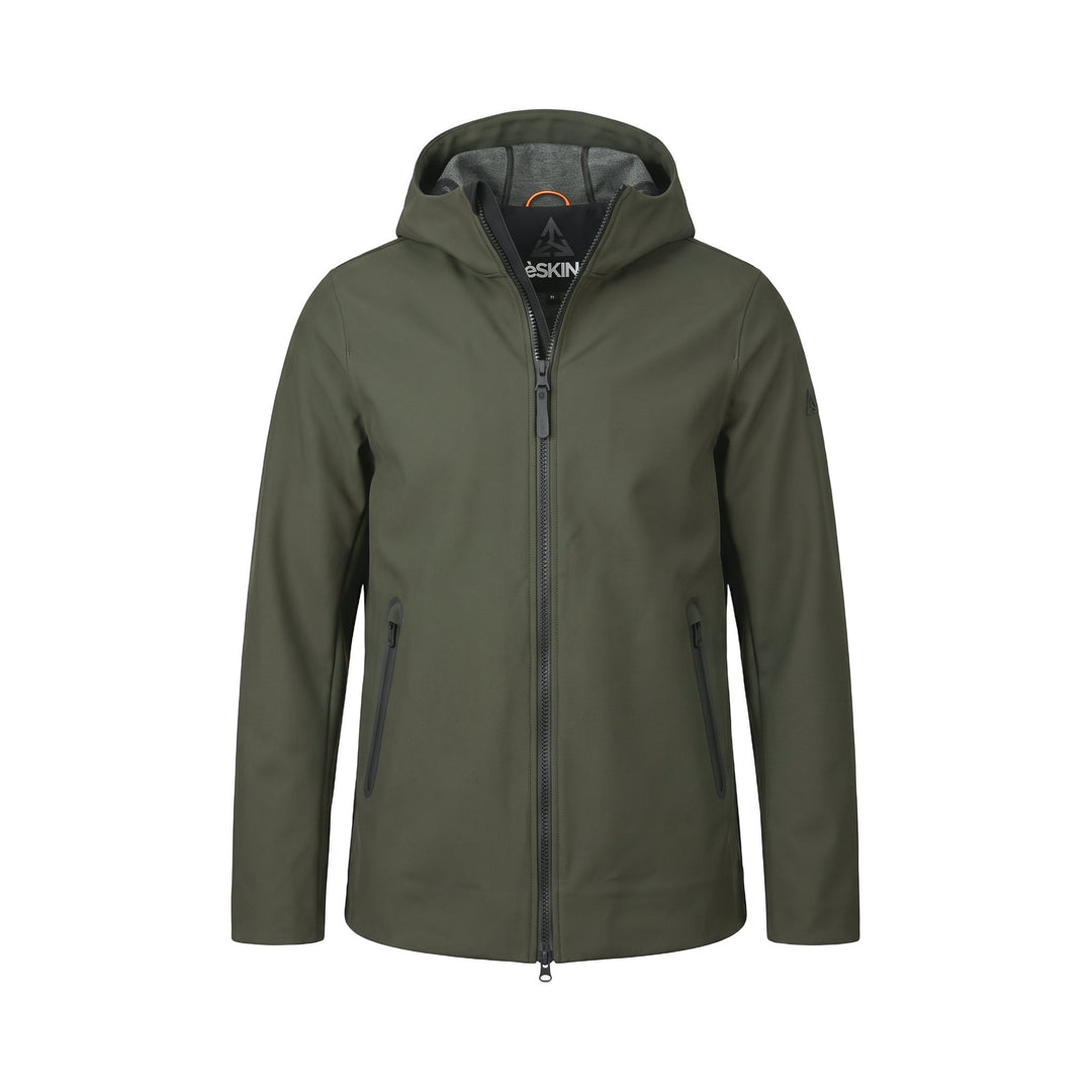 Parka Sfoderato Tech Bonded giacca impermeabile verde militare Heskimo, vista frontale