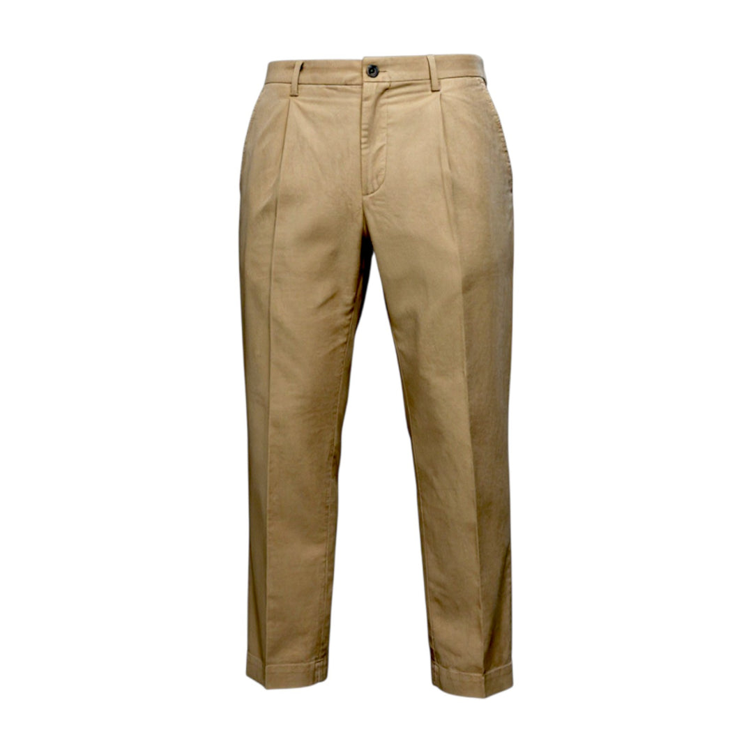 PANTALÓN DE FUSTÁN CON ELÁSTICO Y PINZAS BEIGE