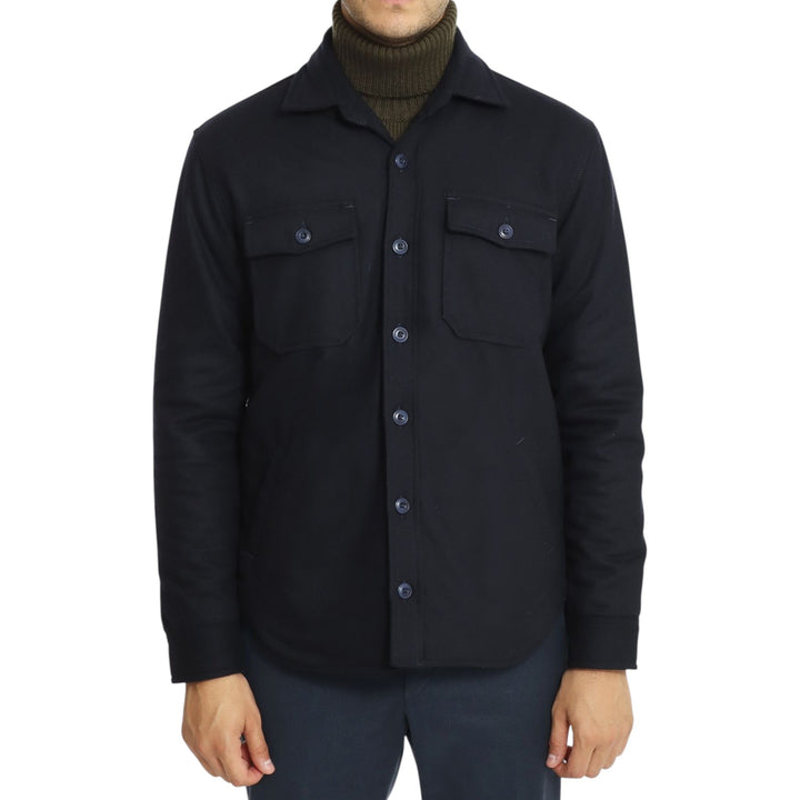 CAMISA DE LANA ATRAPONADA AZUL CAZA