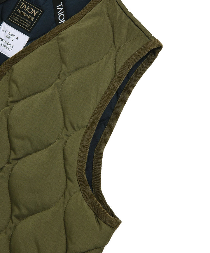 UNISEX MILITARY ZIP V NECK DOWN VEST (Hard Shell) MILITARY