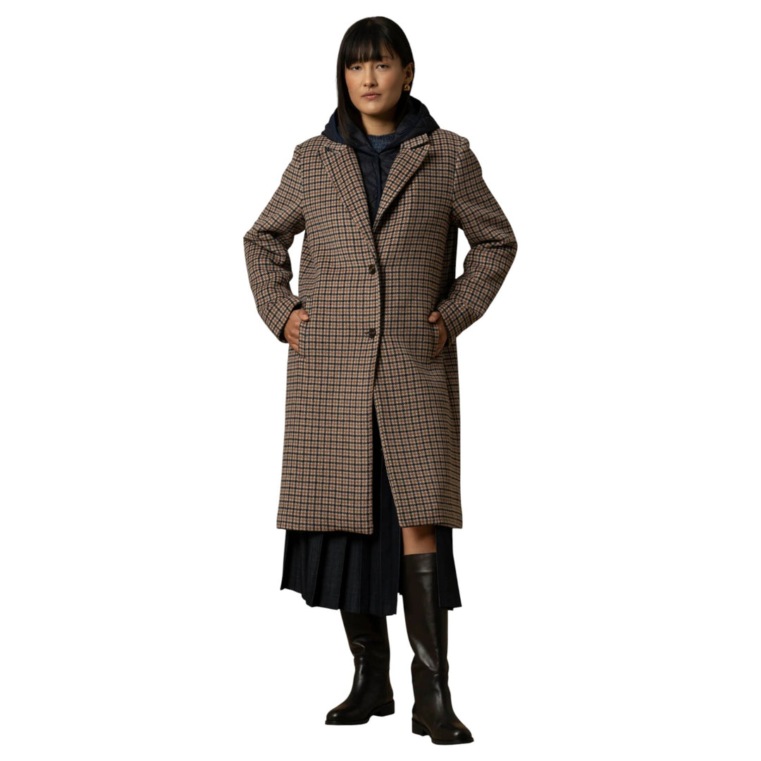 ABRIGO DE PIE DE GALLINA DIDIER MIEL-AZUL