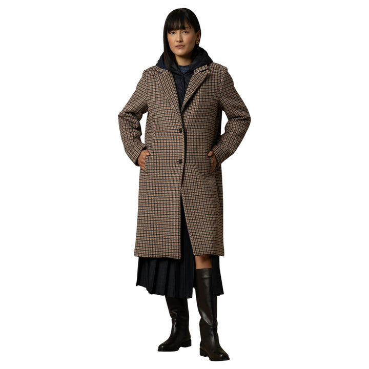 ABRIGO DE PIE DE GALLINA DIDIER MIEL-AZUL