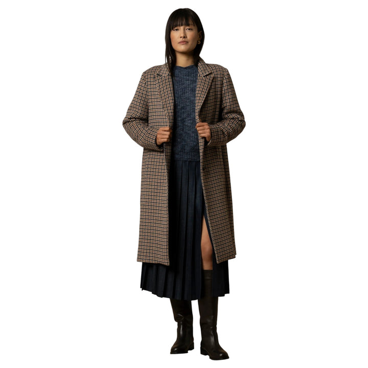 ABRIGO DE PIE DE GALLINA DIDIER MIEL-AZUL