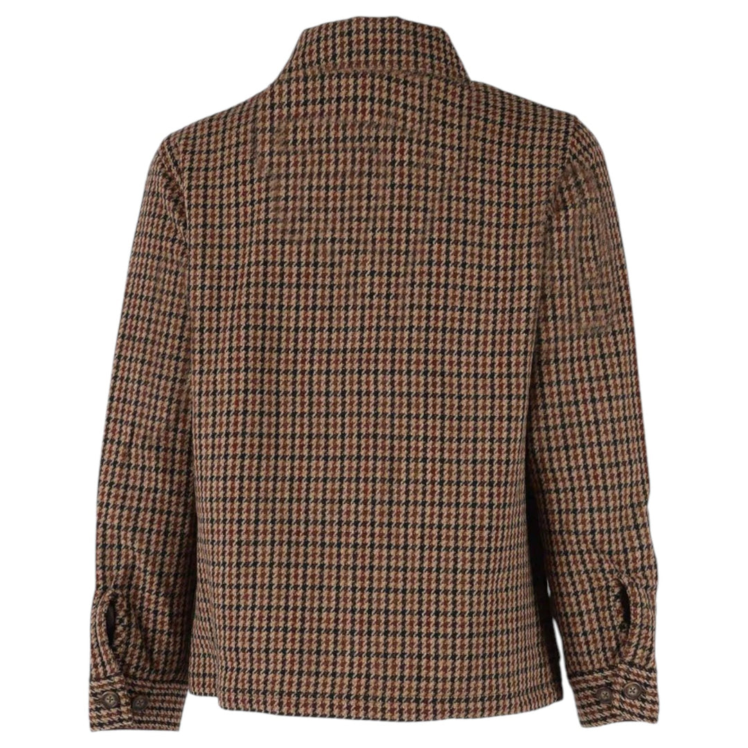 CAMISA DE LANA BEIGE CON ESTAMPADO DE PATA DE GALLO