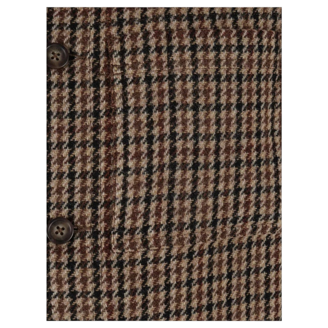 CAMISA DE LANA BEIGE CON ESTAMPADO DE PATA DE GALLO