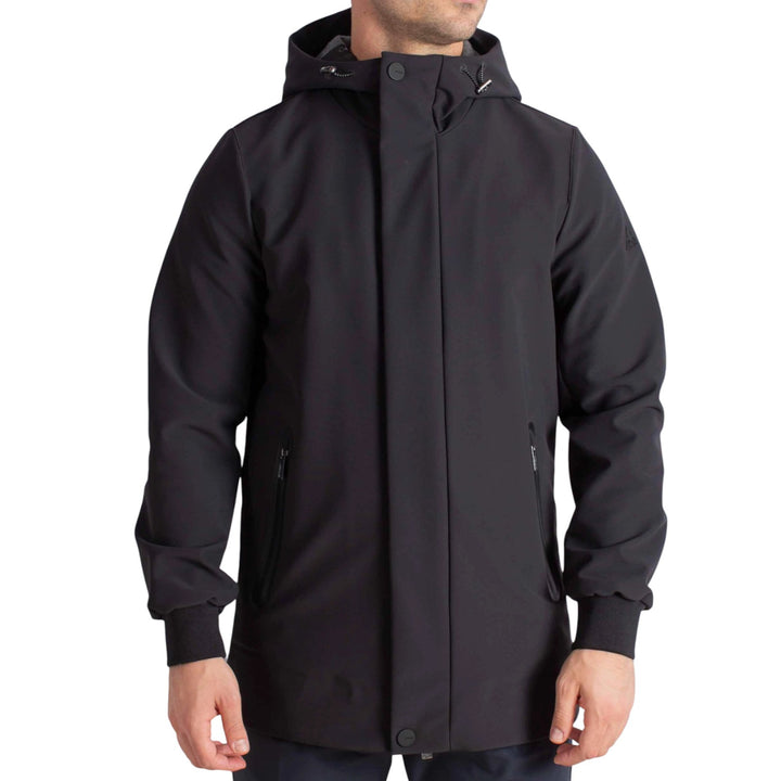 PARKA CON CAPUCHA TÉCNICA DE FELPA NEGRA