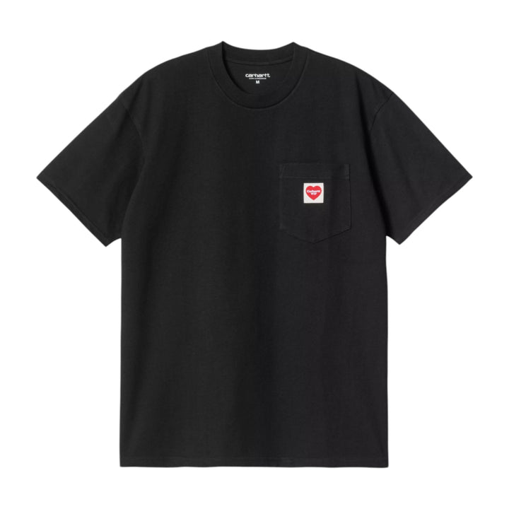 S/S Pocket Heart T-Shirt Negro / Rojo