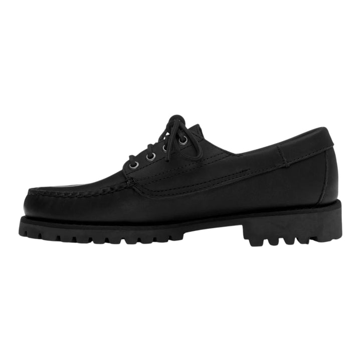 MOCASINES CON LACETES DE PIEL VERDADERA NEGRA