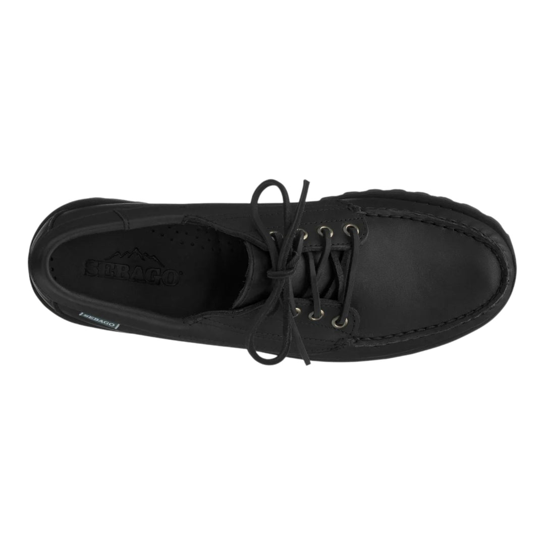 MOCASINES CON LACETES DE PIEL VERDADERA NEGRA