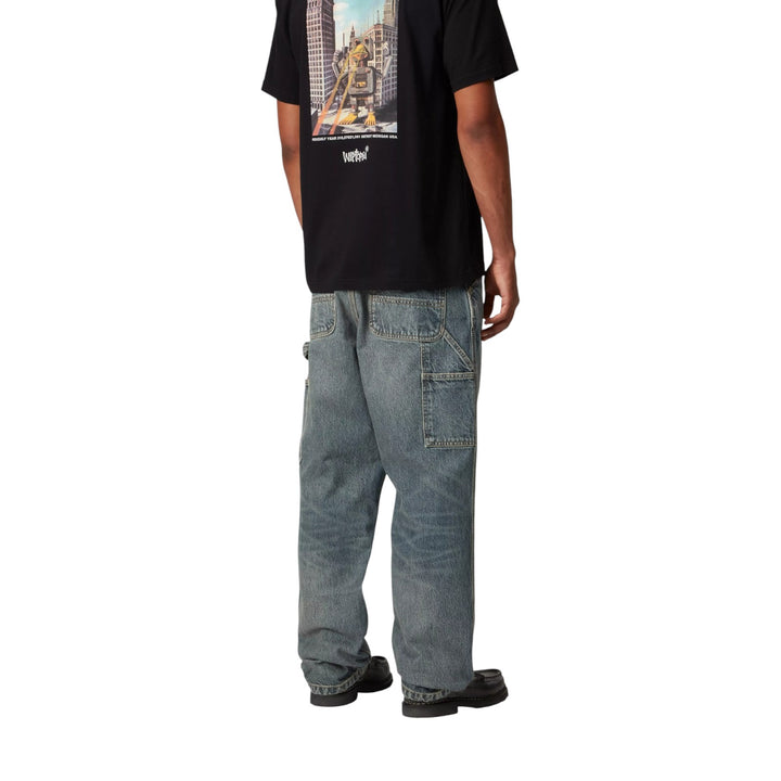 Pantalón Single Knee azul desgastado lavado