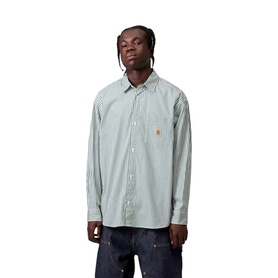 Camisa de manga larga Daldry Shirt Daldry Stripe, Office Azul/Blanco