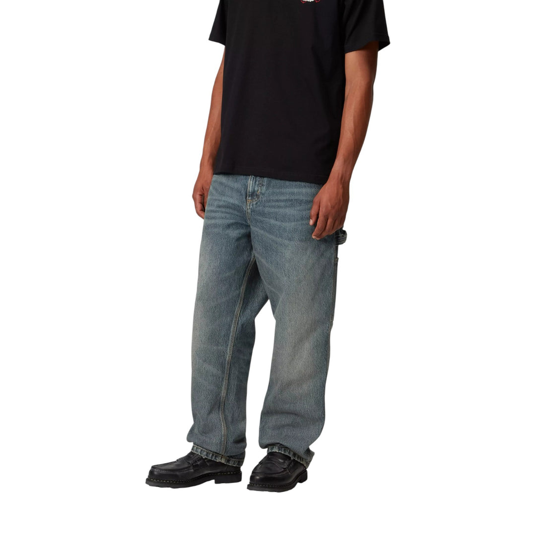 Pantalón Single Knee azul desgastado lavado