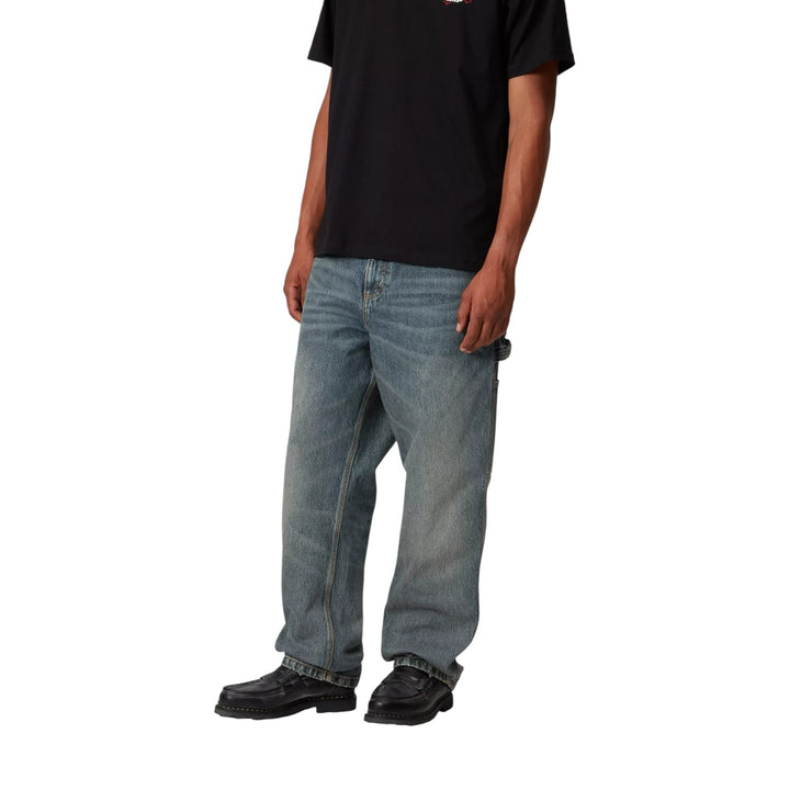 Pantalón Single Knee azul desgastado lavado