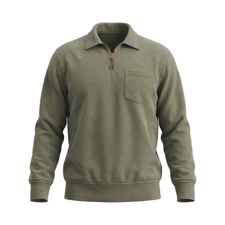 Felpa Polo Mezza Zip Verde Scuro In The Box, vista frontale