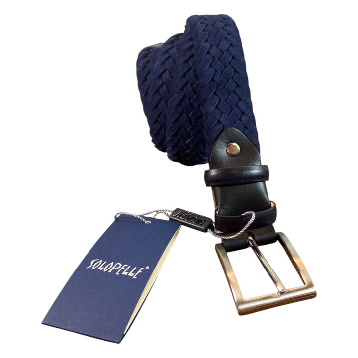 CINTURA ENTRELAZADA DE CUERO VERDADERO AZUL