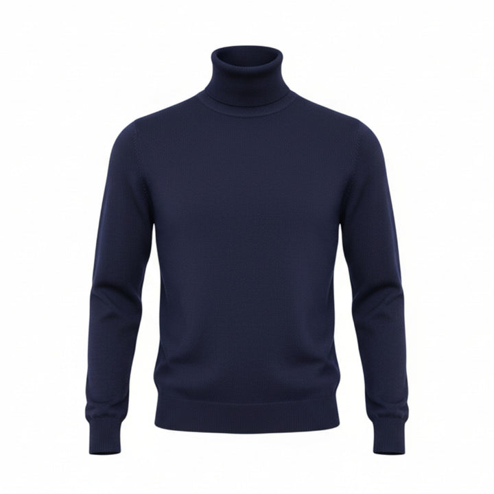 Jersey de cuello alto de lana azul