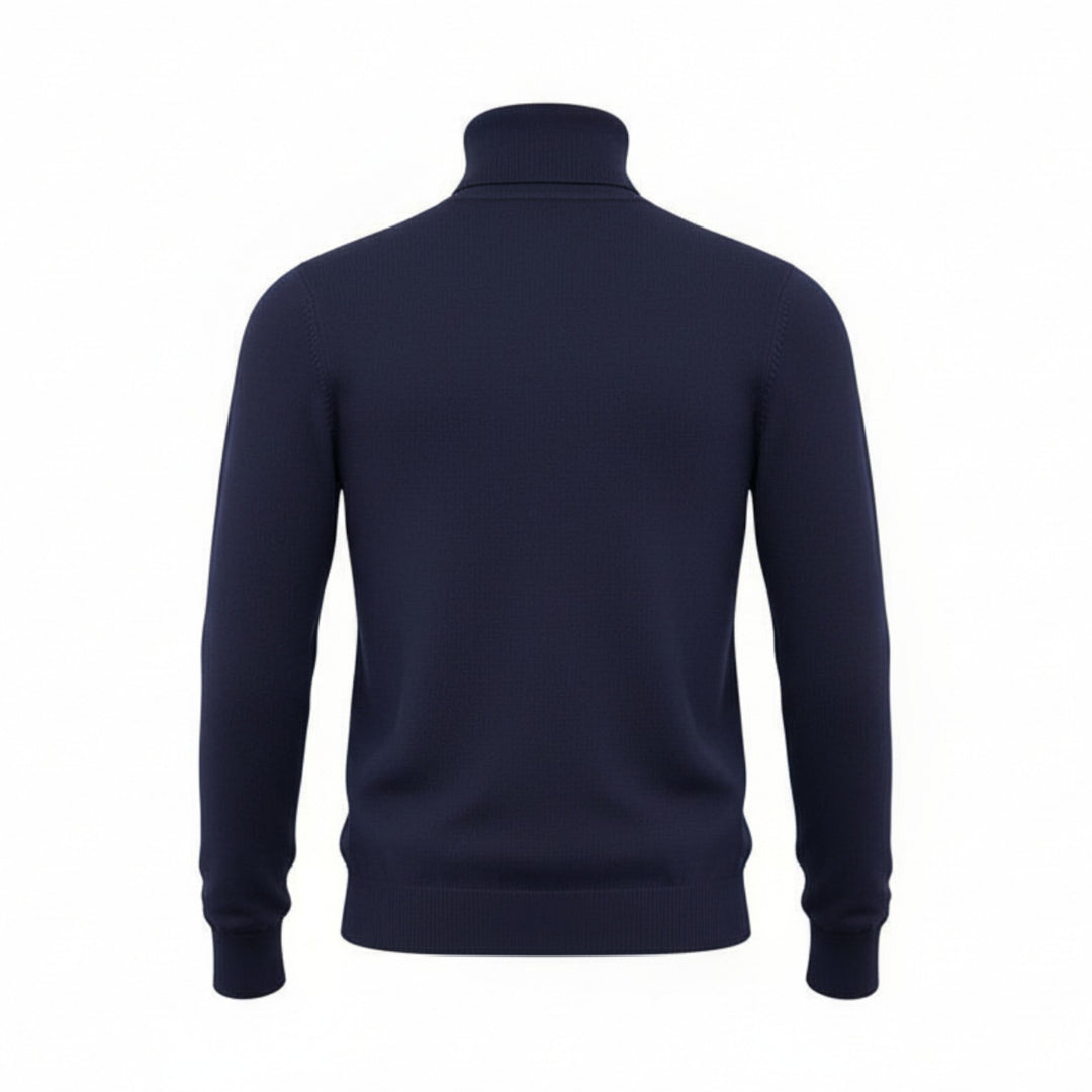 Jersey de cuello alto de lana azul