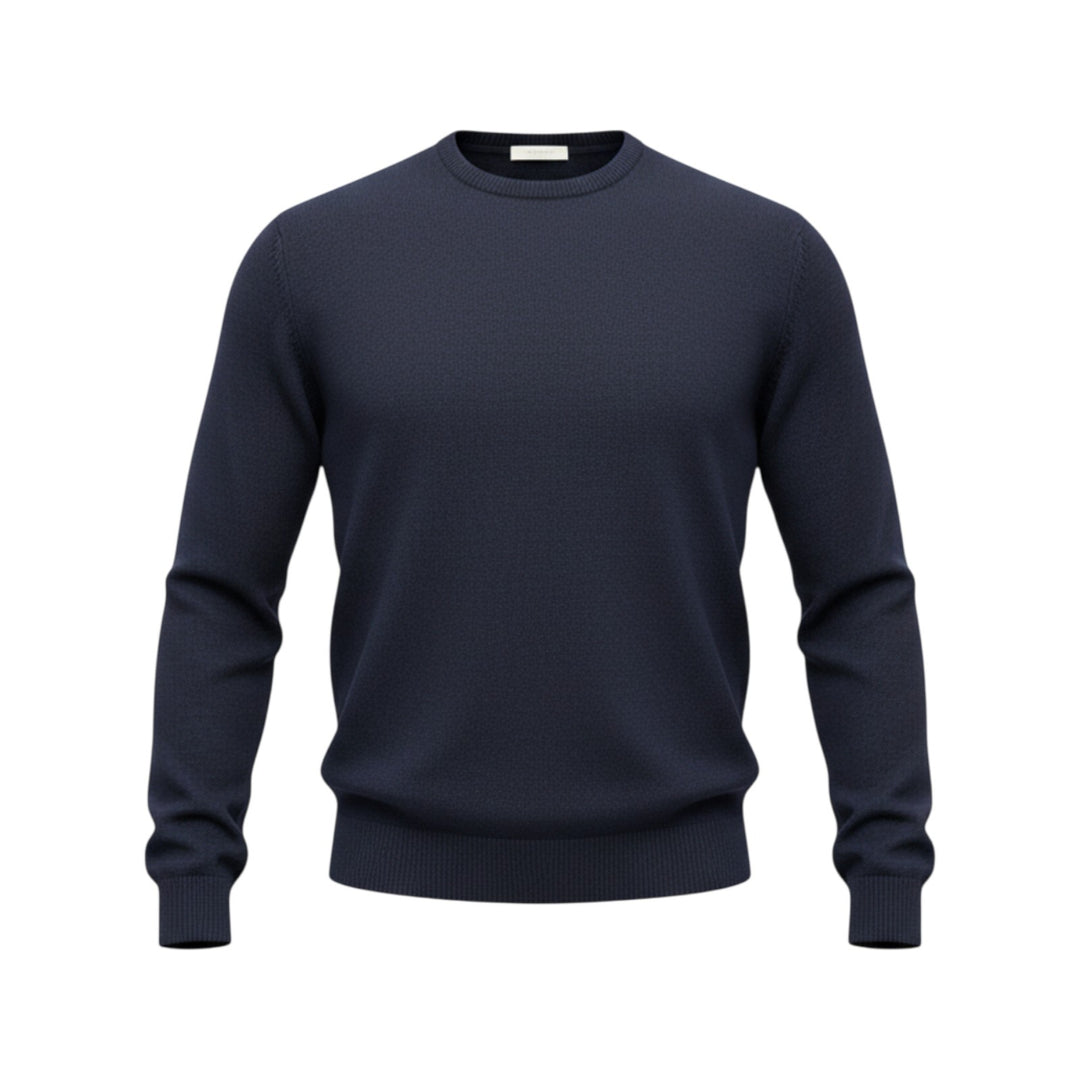 Cuello alto mixto de cachemira azul