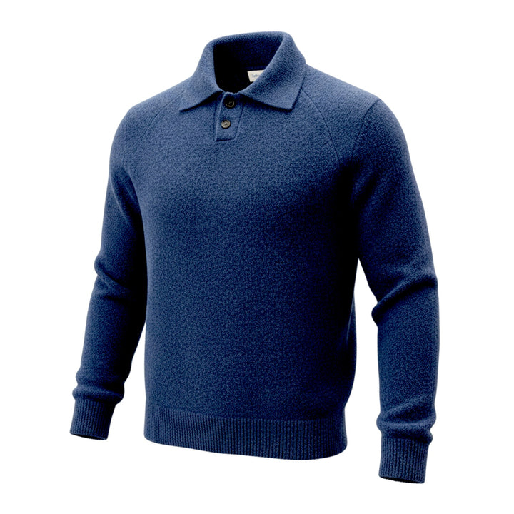 POLO DE LANA MERINO AZUL