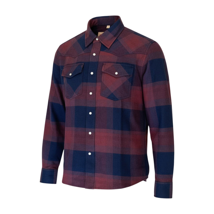 CAMISA WESTERN AZUL-BURDEOS