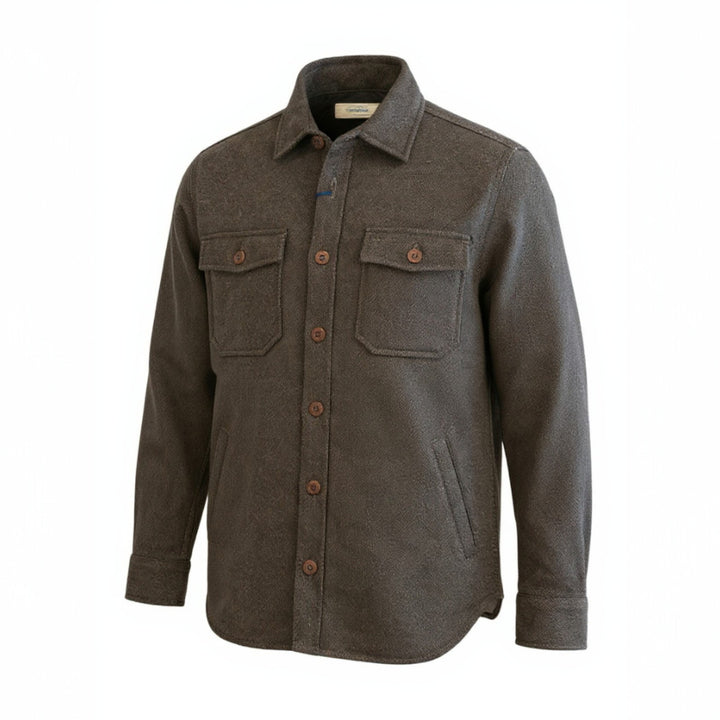 CAMISA ACOLCHADA DE LANA A RAYAS MARRÓN