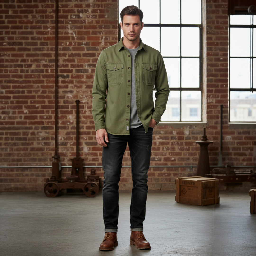 CAMISA DE GABARDINA GUIDE ALASKA VERDE