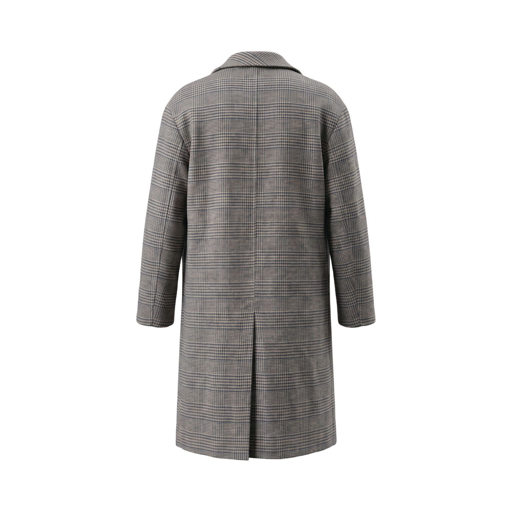 Overiver CAPPOTTO DOPPIO PETTO IN LANA PRINCIPE DI GALLES FANGO-BLU Marrone - foto 2