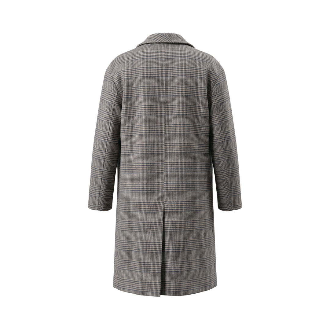 Overiver CAPPOTTO DOPPIO PETTO IN LANA PRINCIPE DI GALLES FANGO-BLU Marrone - foto 2