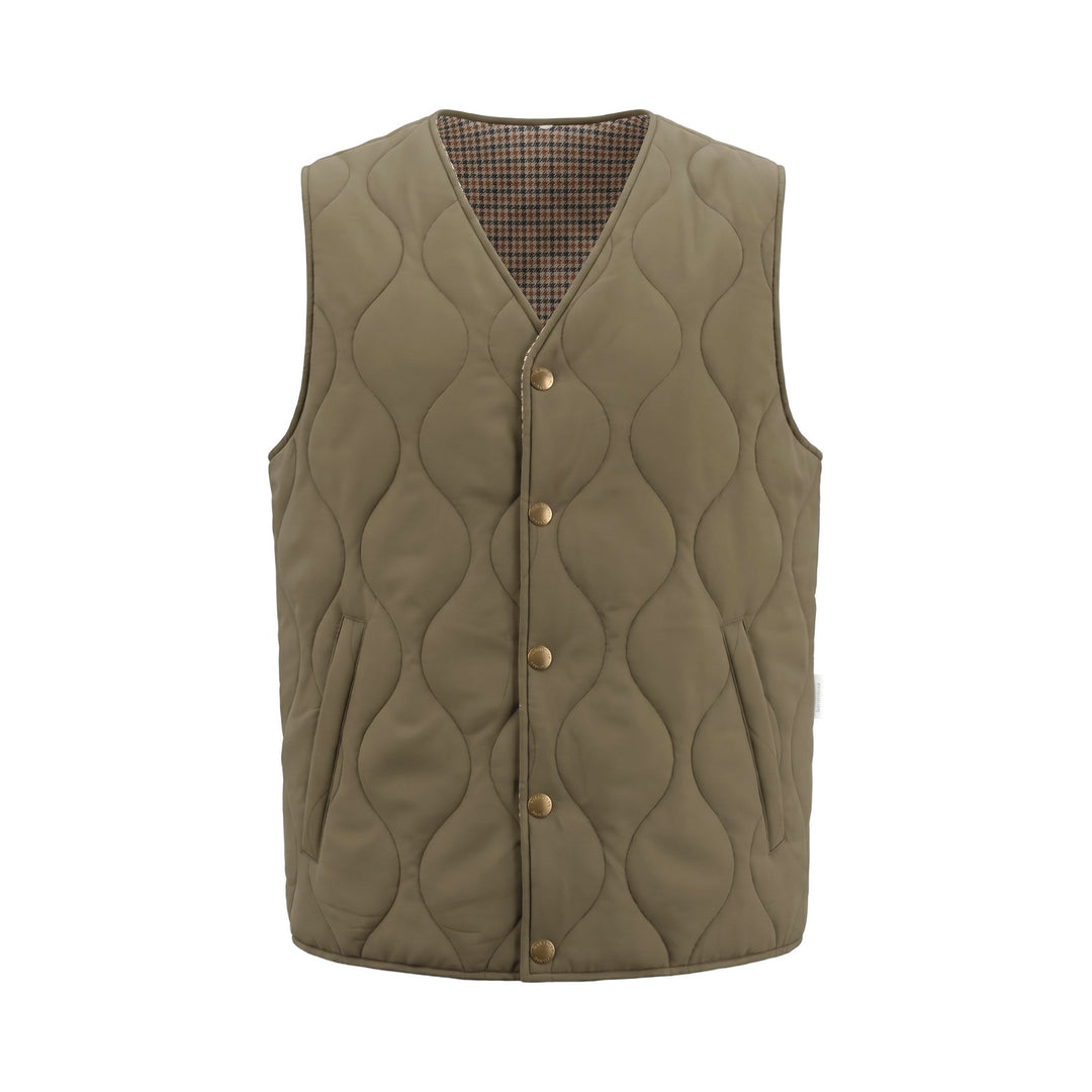 Overiver GILET REVERSIBILE RIFFS MILITARY/PIED DE POULE Verde - foto 1