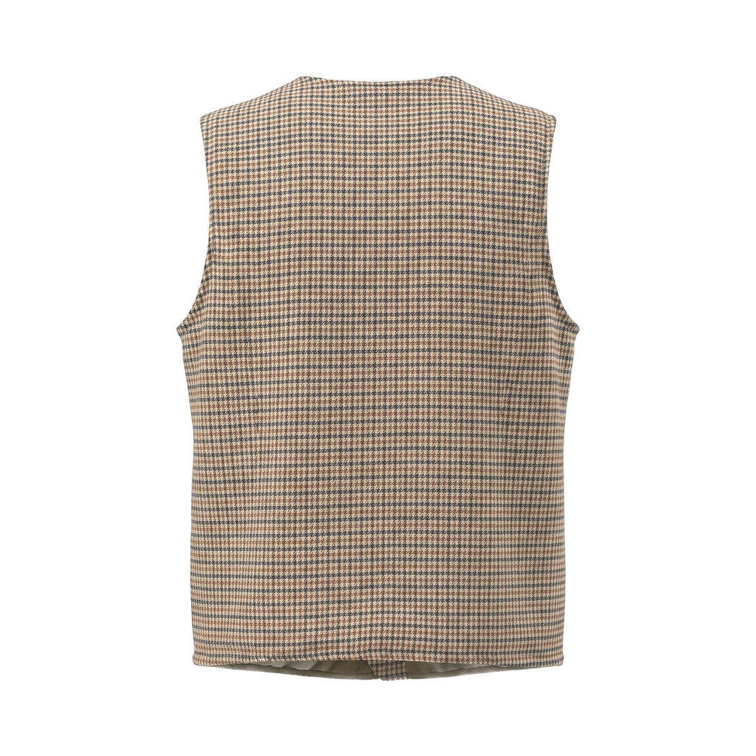 Overiver GILET REVERSIBILE RIFFS MILITARY/PIED DE POULE Verde - foto 4