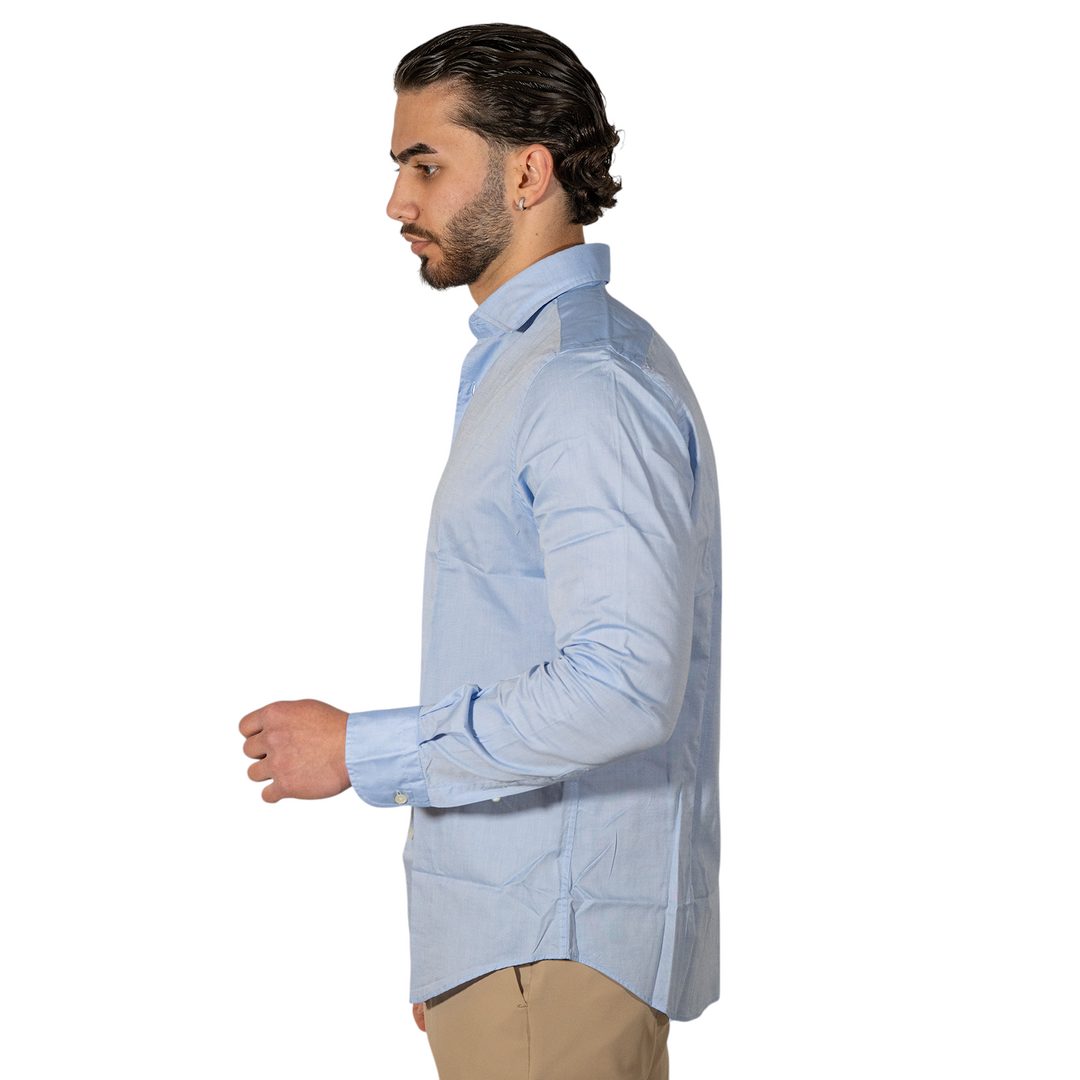Camisa M/L Cuello Italia Oxford Celeste