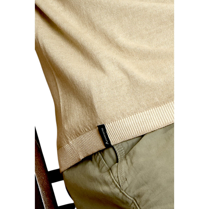 JERSEY DE CUELLO REDONDO M/M DE TEJIDO LISO TINTE GRADUADO DESERT