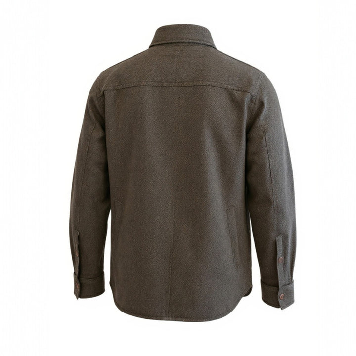 CAMISA ACOLCHADA DE LANA A RAYAS MARRÓN