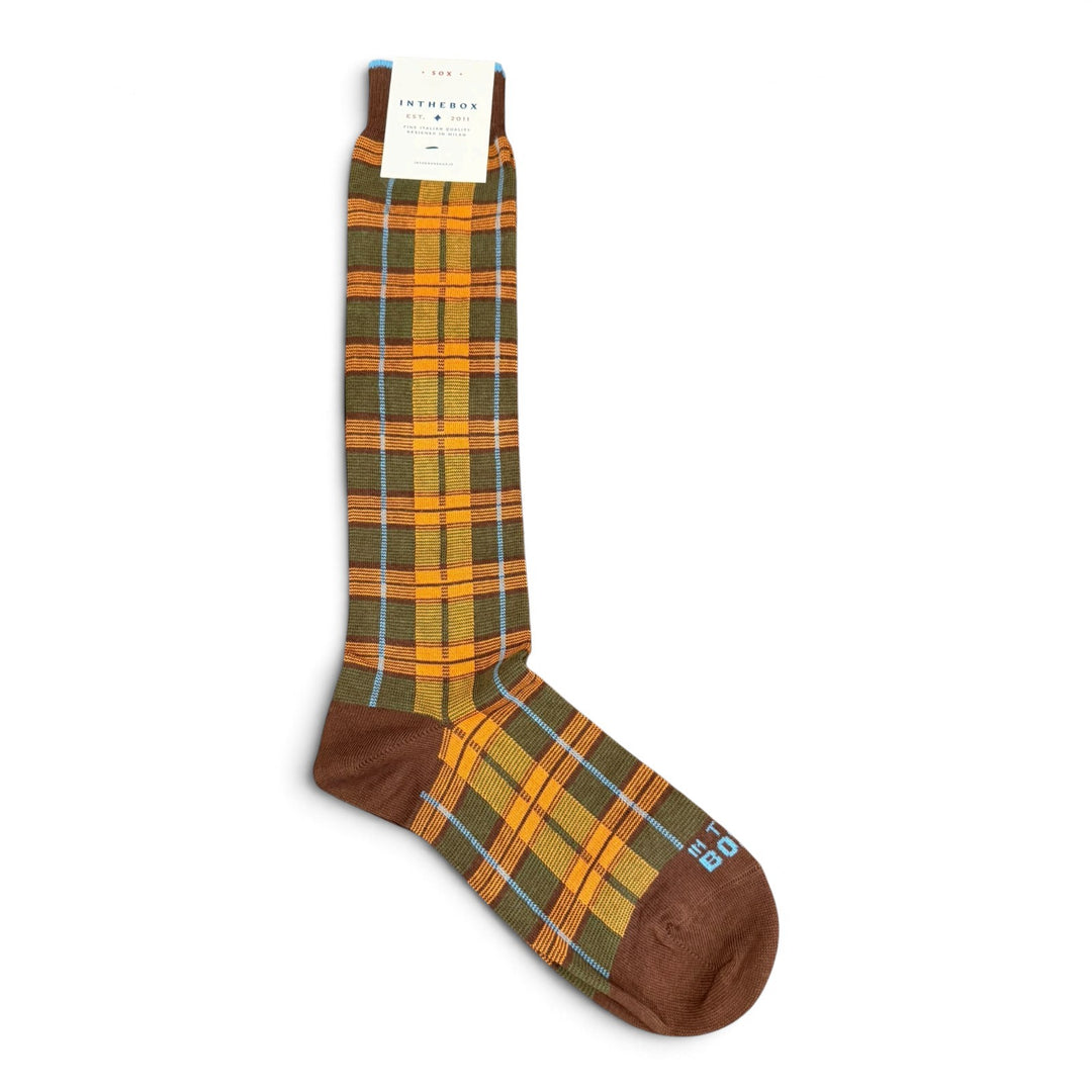 Calcetines Tartan Verde Militar/Camel