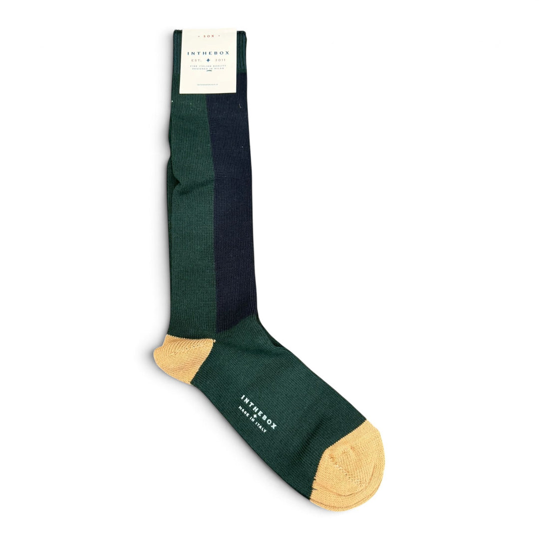 Calcetines Color Block Fair Isle Verde Oscuro/Azul