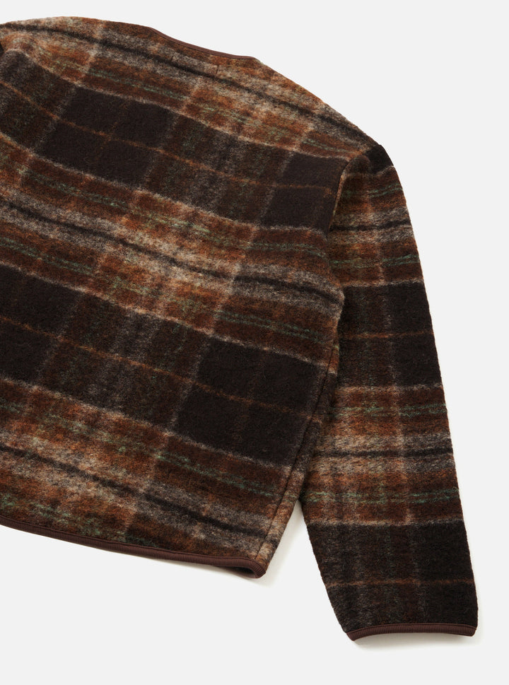 Universal Works Military Liner Jacket Pino Wool Fleece Brown Marrone - foto 5